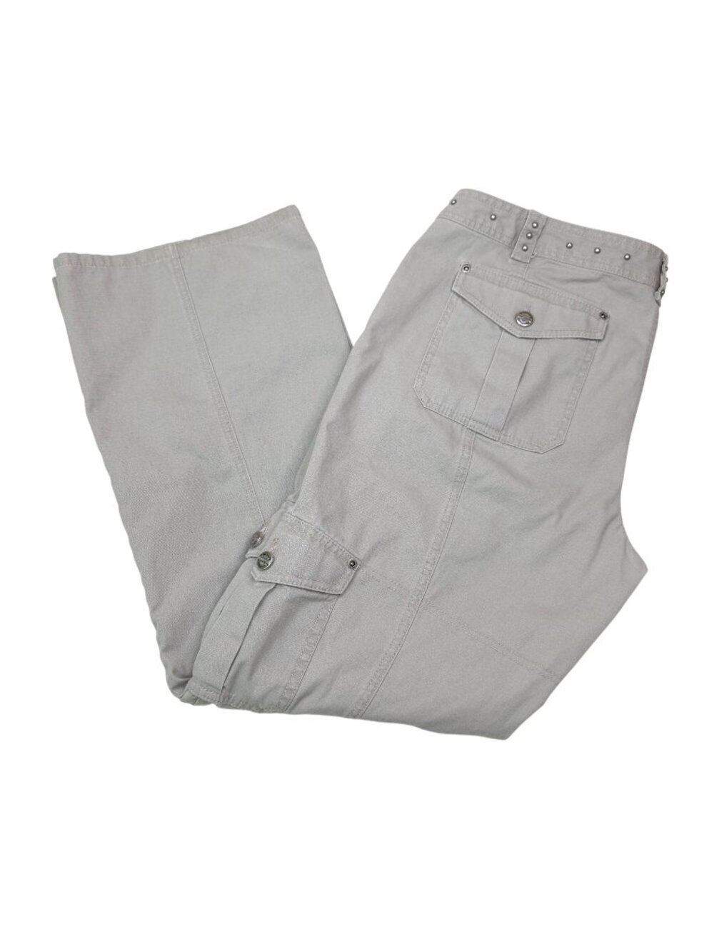 Harley Davidson Womens Beige Cargo Pants Size 14 Casual Cotton Utility Style
